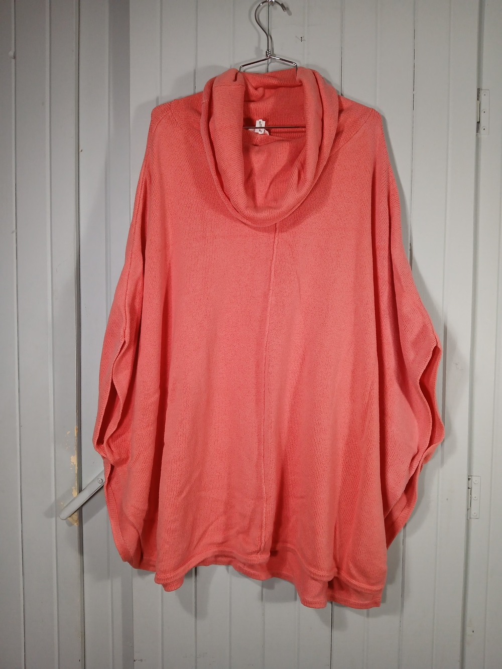 Pure Jill Oversized Cowl Neck Poncho - Coral Pink